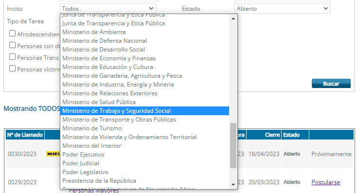 llamados para trabajar en MIDES