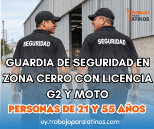 Guardia de Seguridad Armado para Zona Cerro con Licencia G2 y Moto en Montevideo