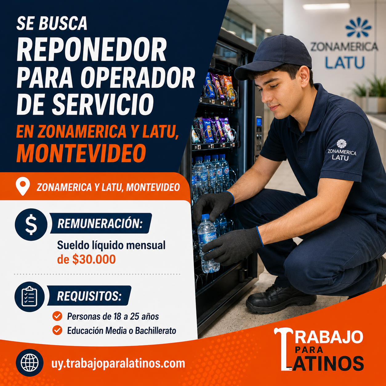 Reponedor para operador de servicio en Zonamerica
