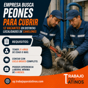 Peones para importante empresa nacional en Canelones, San Ramón y Santa Lucía