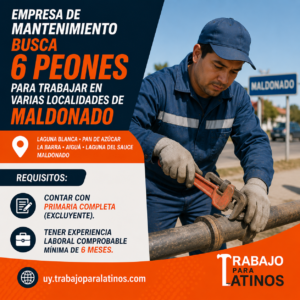 Empresa de mantenimiento busca 6 peones para trabajar en varias localidades de Maldonado