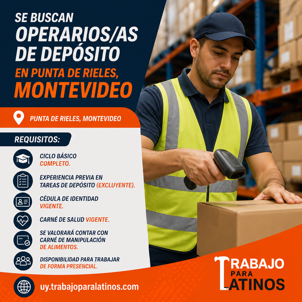 Operario de depósito en Punta de Rieles