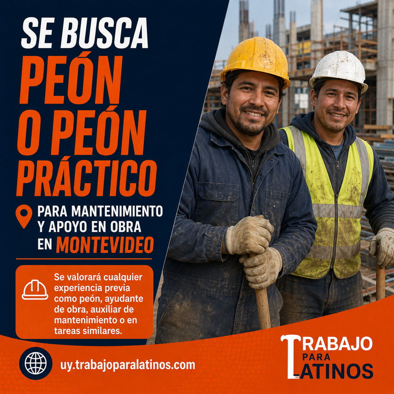 Peón práctico para obra en Montevideo