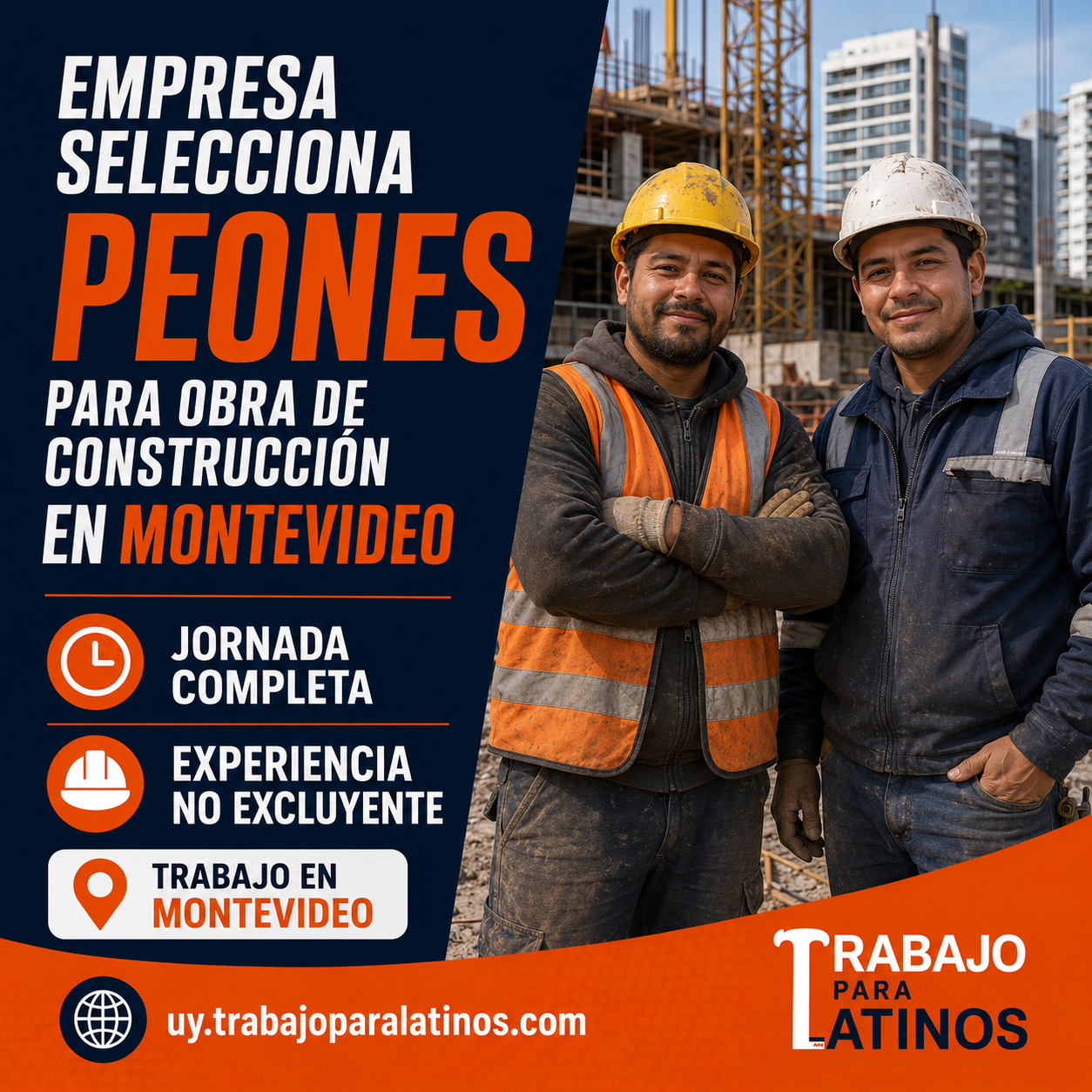 Peones para obra de construcción en Montevideo