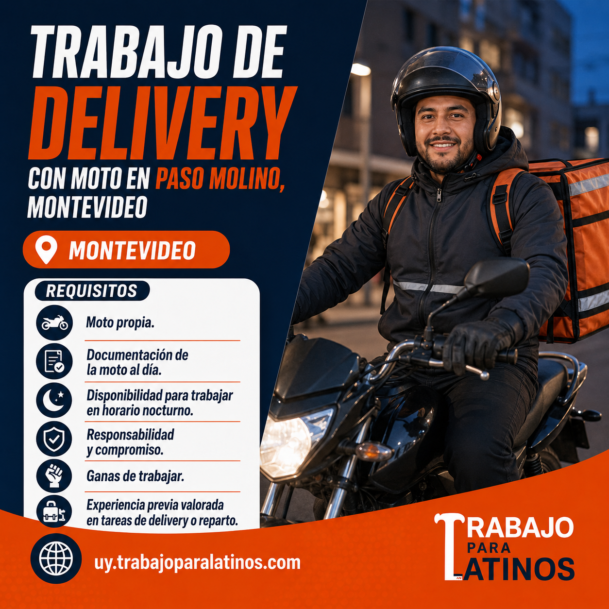 trabajo delivery con moto en Paso Molino