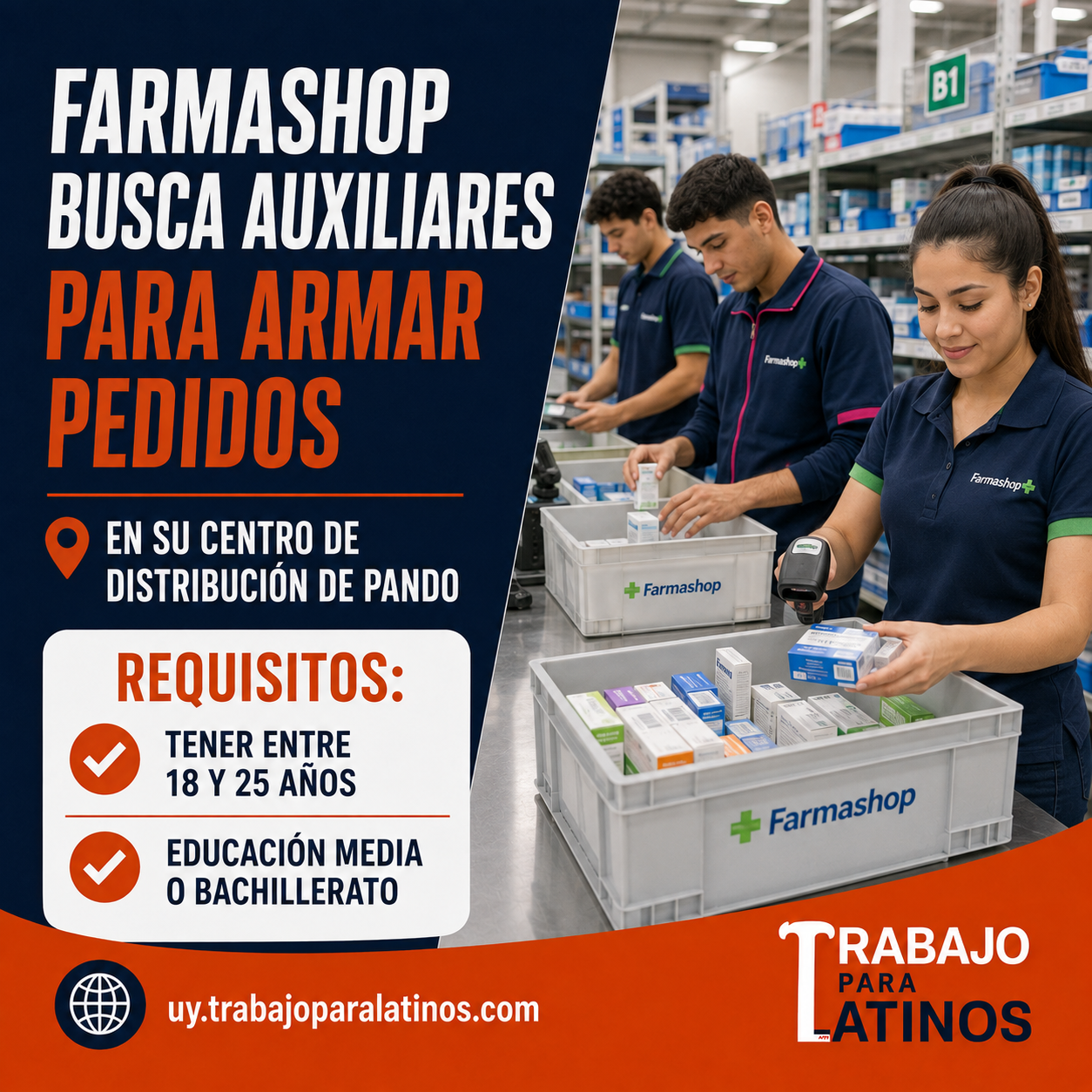 Farmashop busca auxiliares en Pando
